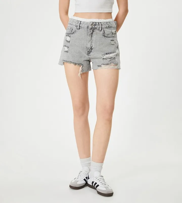 Ripped Denim Shorts