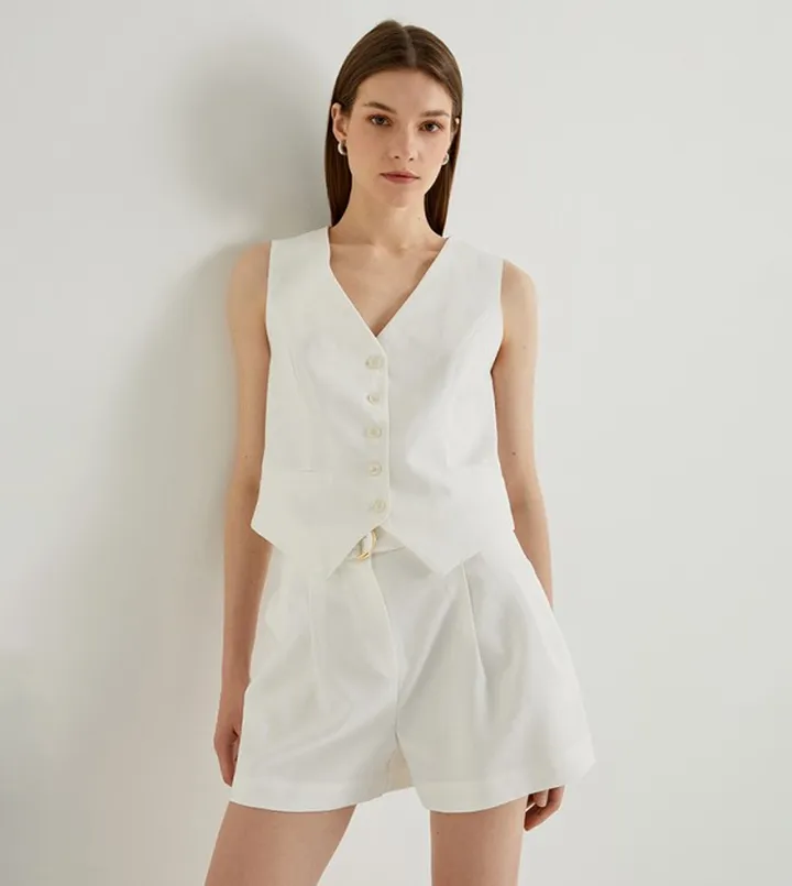 Belted Viscose Shorts