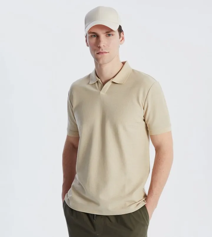 Textured Short Sleeves Polo T-Shirt