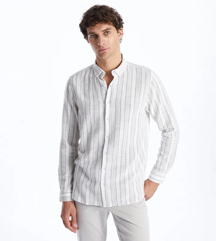 Striped Long Sleeves Slim Fit Shirt