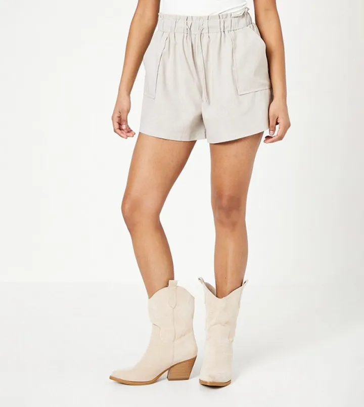 Petite Linen Drawstring Waist Shorts