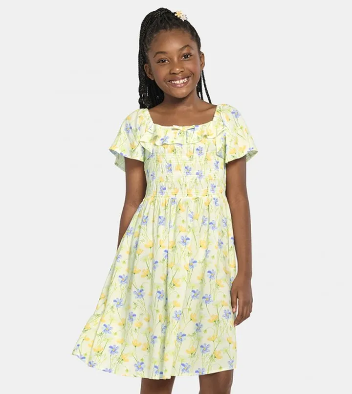 Girls Mommy And Me Floral Smocked Dress