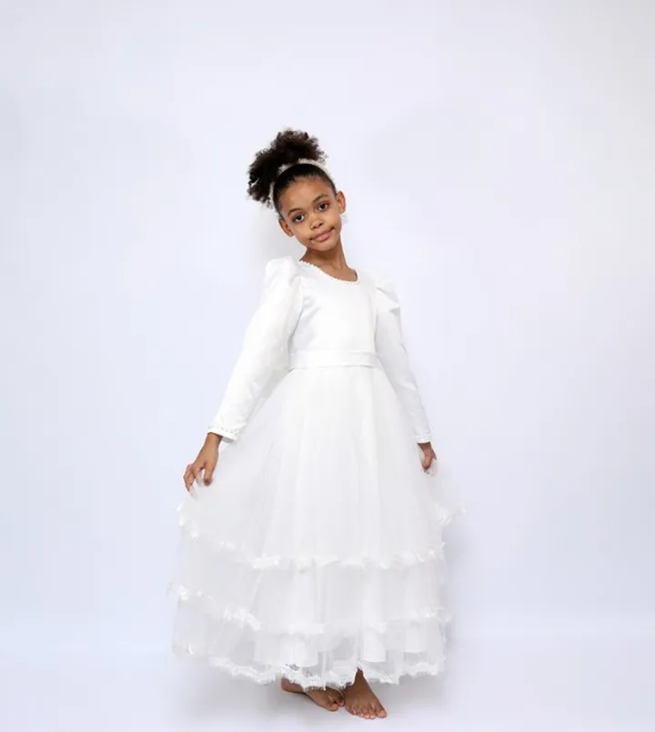 Melissa Ruffle Detail Puff Sleeves Party Dress