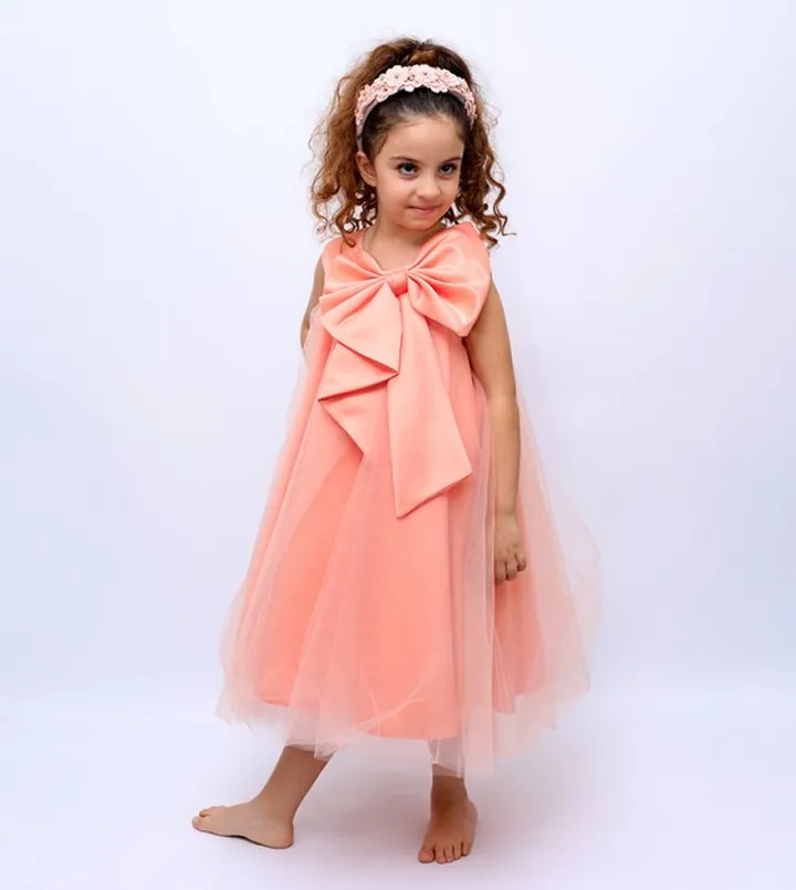 Bow Detail Tulle Party Dress