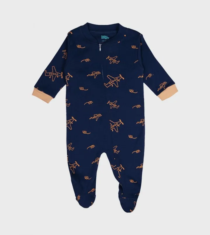 Printed Cotton Long Sleeves Sleepsuit