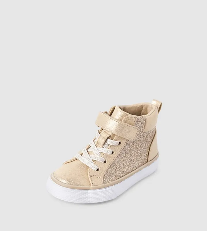 Girl's Glitter Lace-Up High Top Sneakers