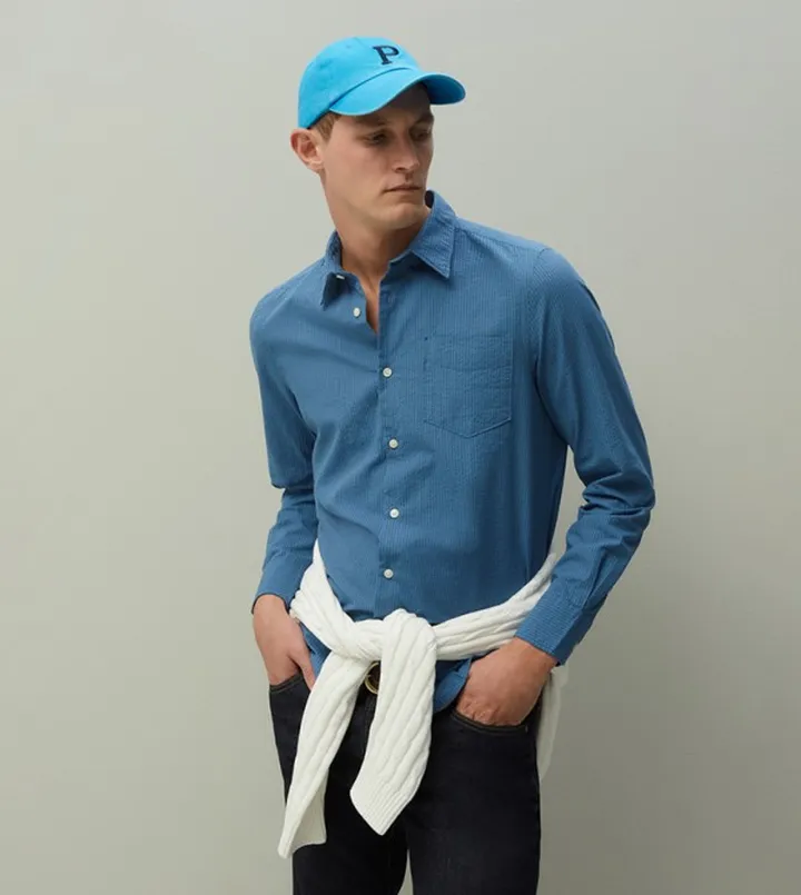 PIOMBO Regular Fit Seersucker Shirt