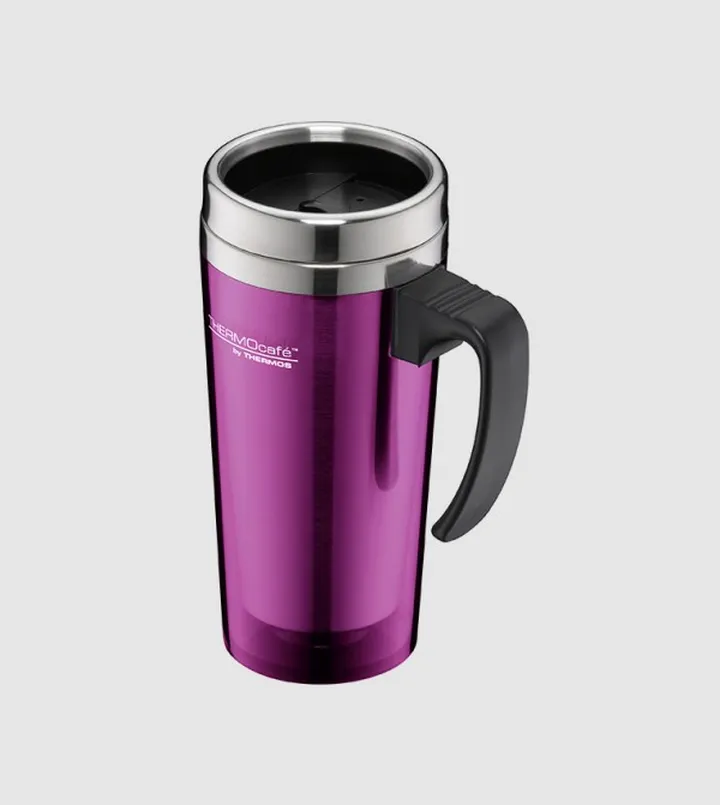 cafe By Stainless Steel With Plastic Cover Drinking Mug 400 Ml