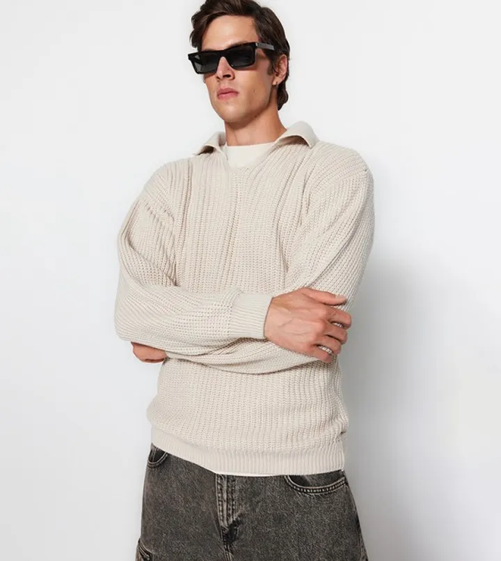 Long Sleeves Polo Neck Sweater