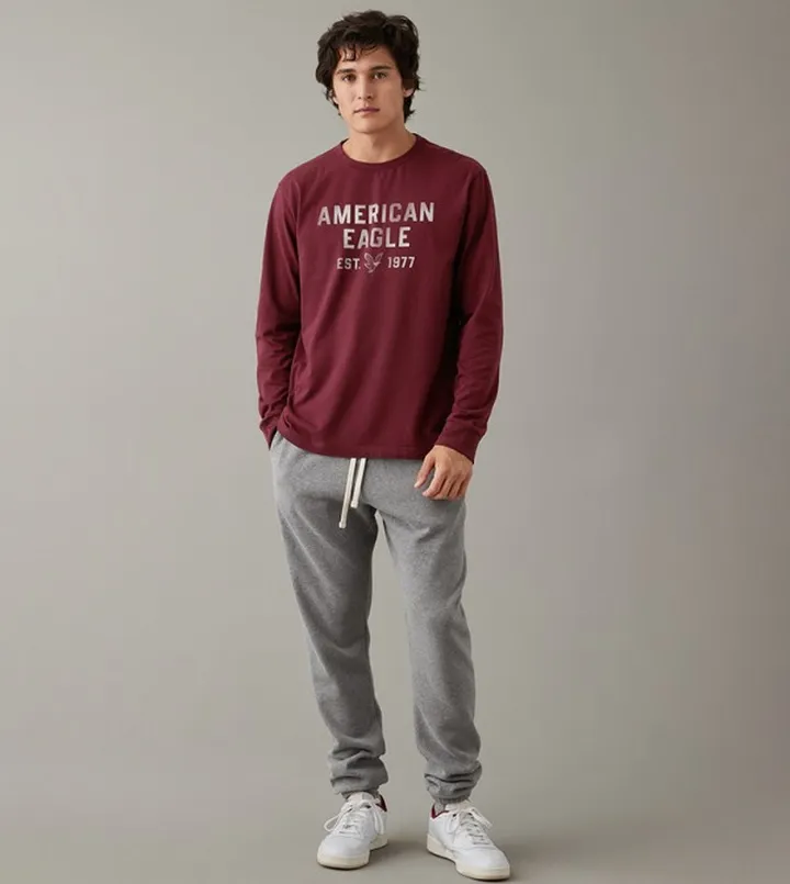 Logo Printed Long Sleeves Casual T-Shirt