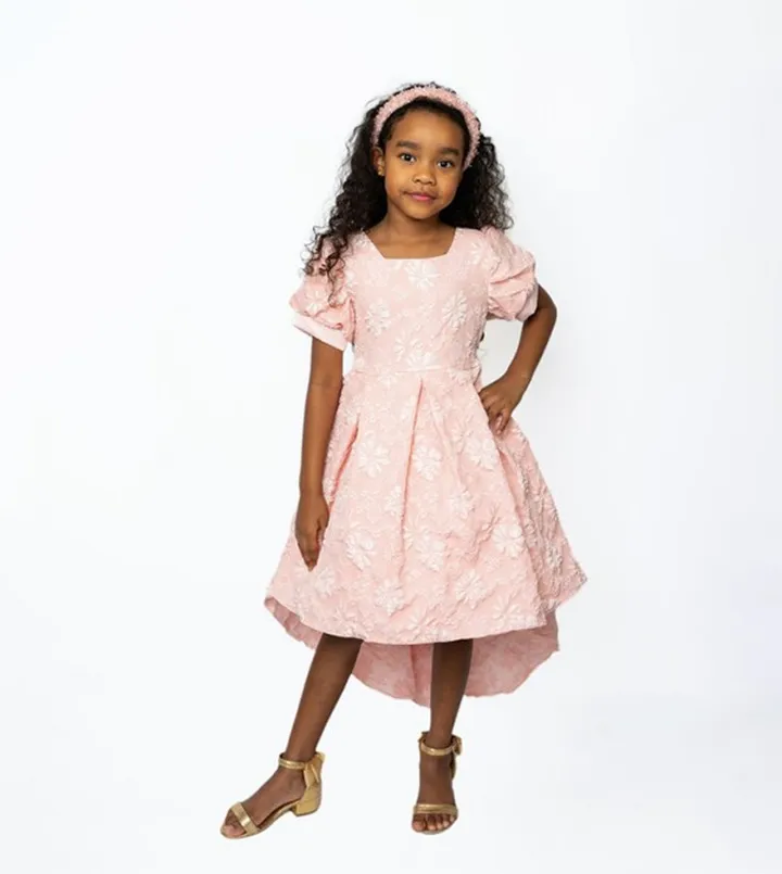 Floral Puff Sleeves High-Low Dress