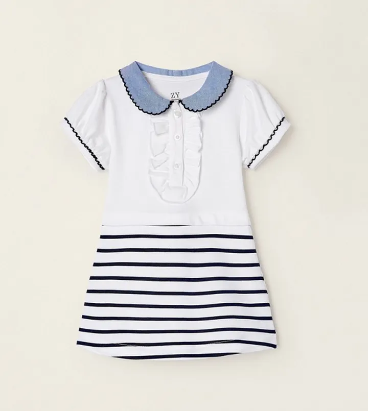 Striped Cotton Pique Dress