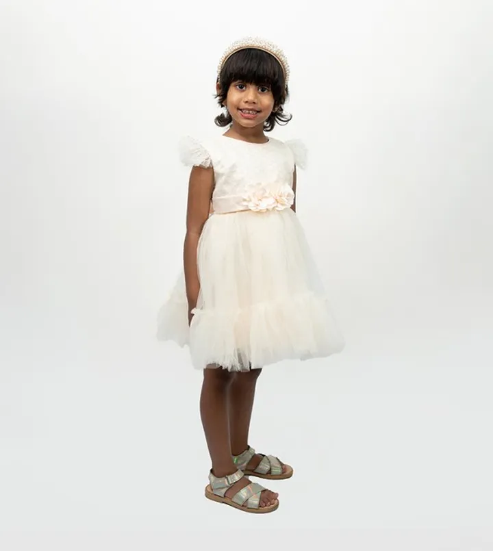 Gigi 3D Flower Detail Tulle Dress