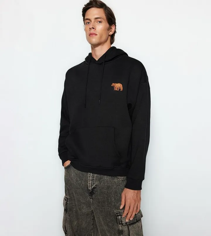 Embroidery Detail Long Sleeves Hoodie