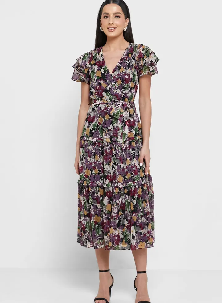 Ruffle Printed Dress