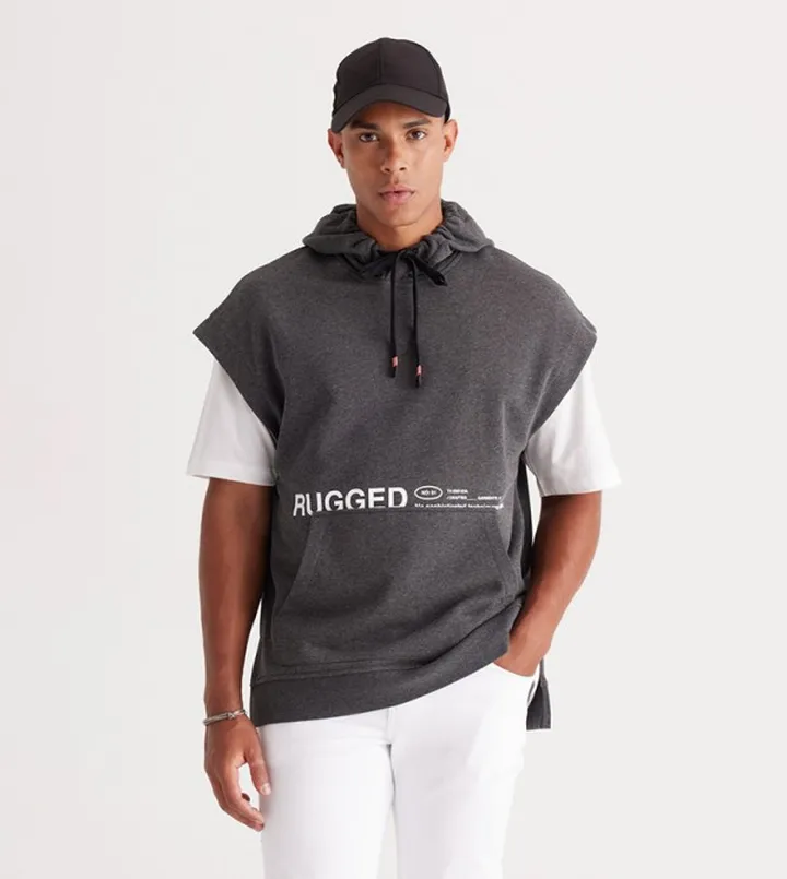 Printed Short Sleeves Hoodie