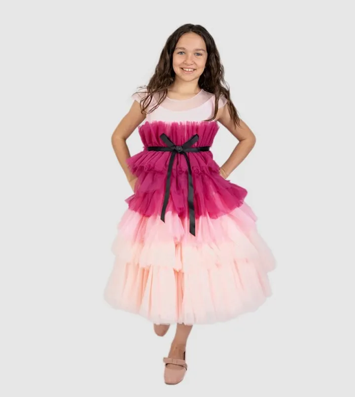 Magdalena Color Block Party Dress with Belt