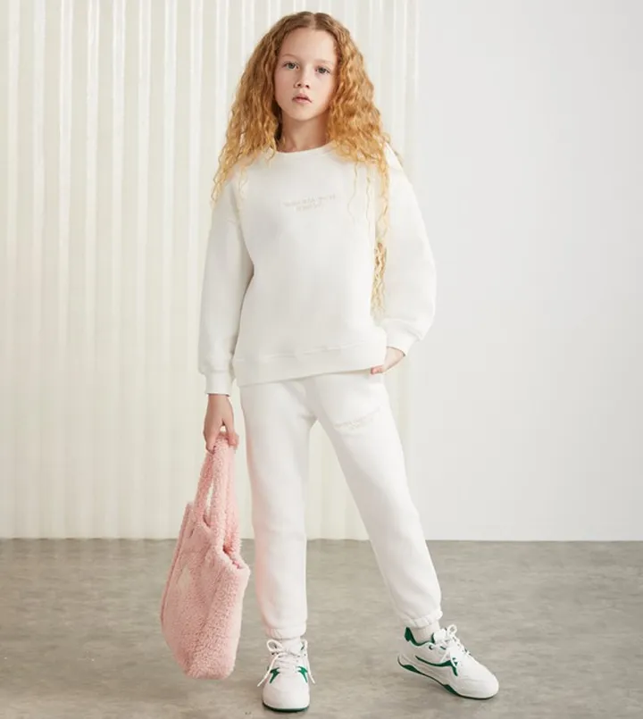 Embroidered Crew Neck Sweat Suit