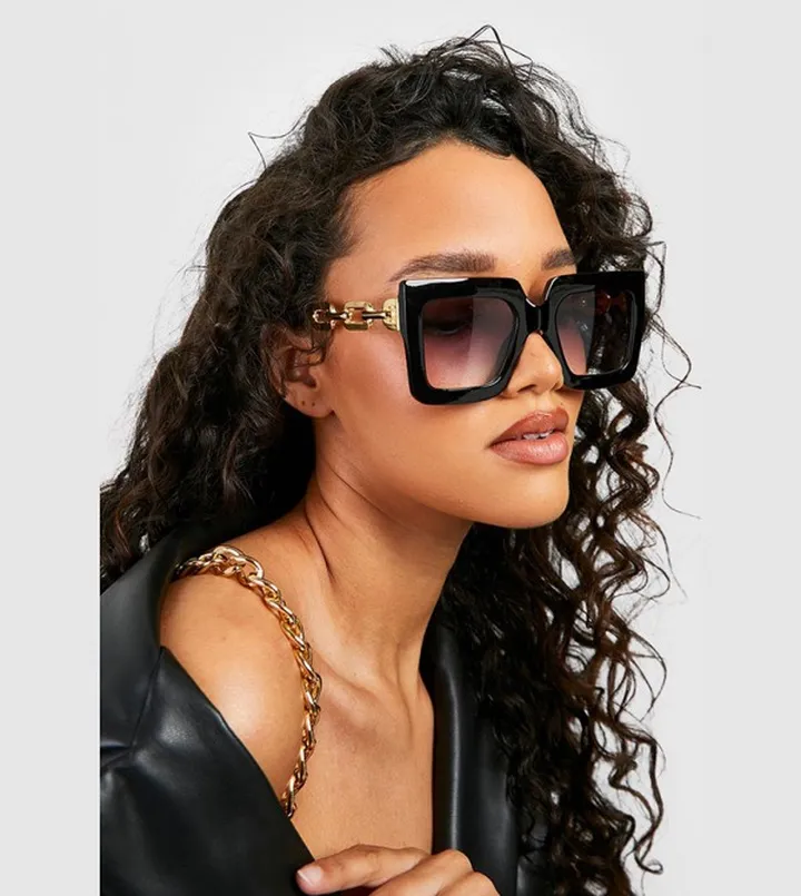 Polished Chain Square Sunglasses