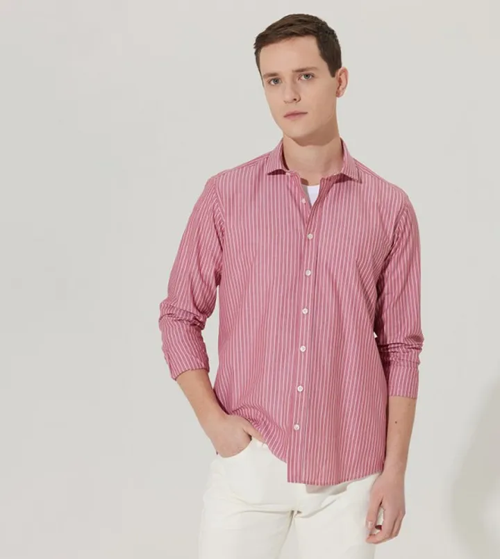 Striped Slim Fit 100% Cotton Shirt