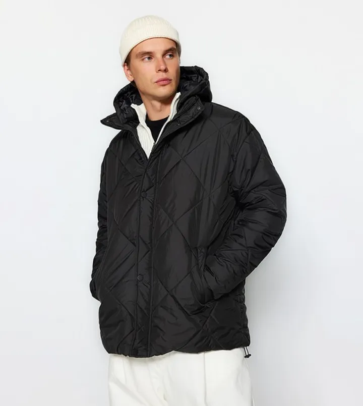 Quilted Oversize Stand Up Collar Jacket