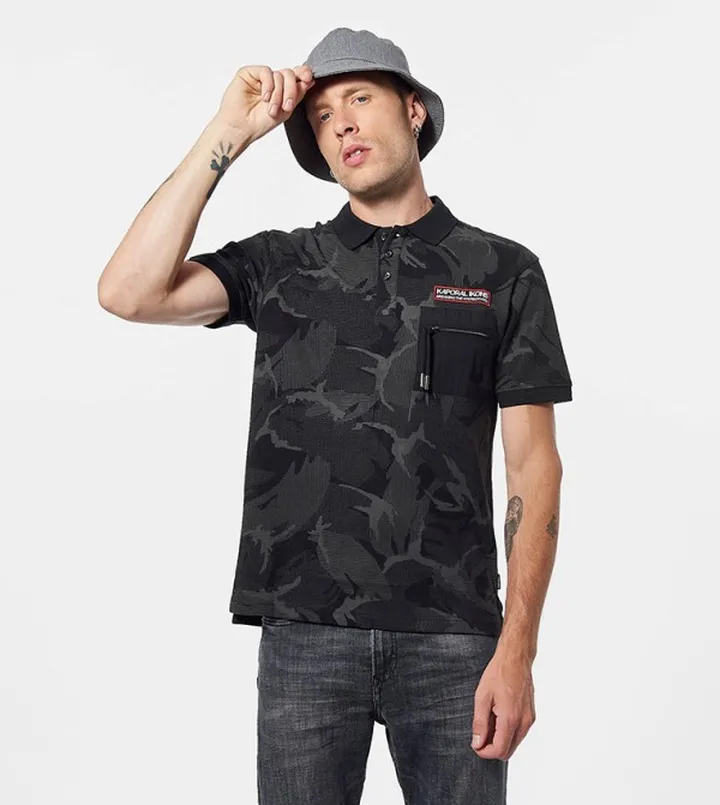 Camouflage Printed Pocket Detail Polo T-Shirt