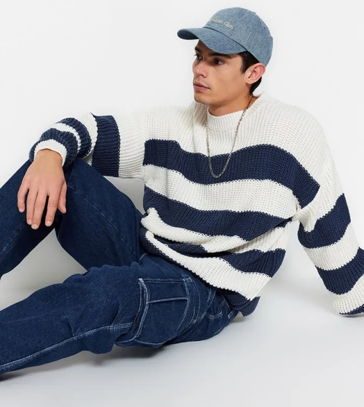 Striped Crew Neck Oversized Sweater