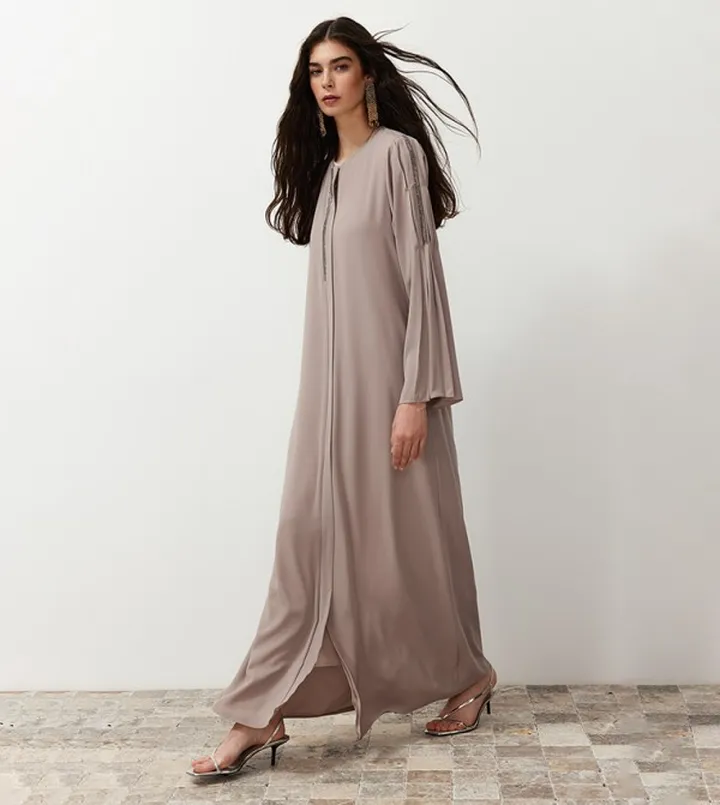 Embellished Pleated Sleeves Abaya