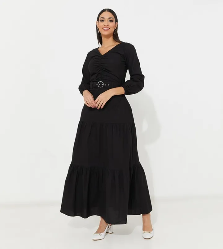Aero Girls Ruched Tiered Maxi Dress