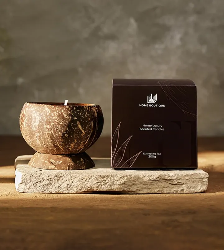 Coconut Shell Soy-wax Candle by Home Boutique | Darjeeling Tea | 200 g