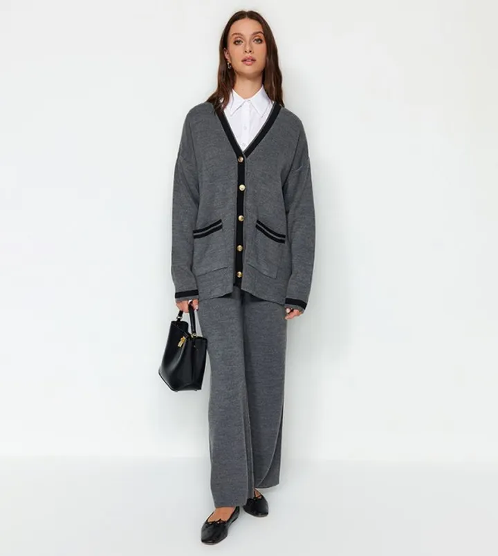 Pocket Detail Cardigan and Pant Set