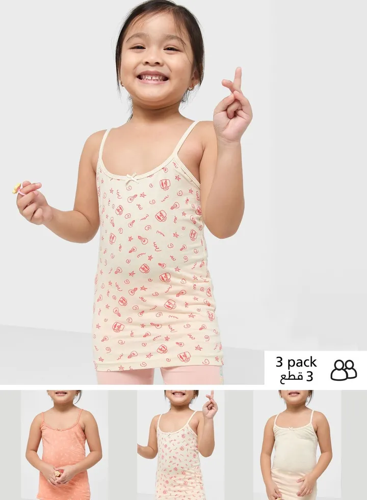 Pack Of 3 Girls Essential Camisole