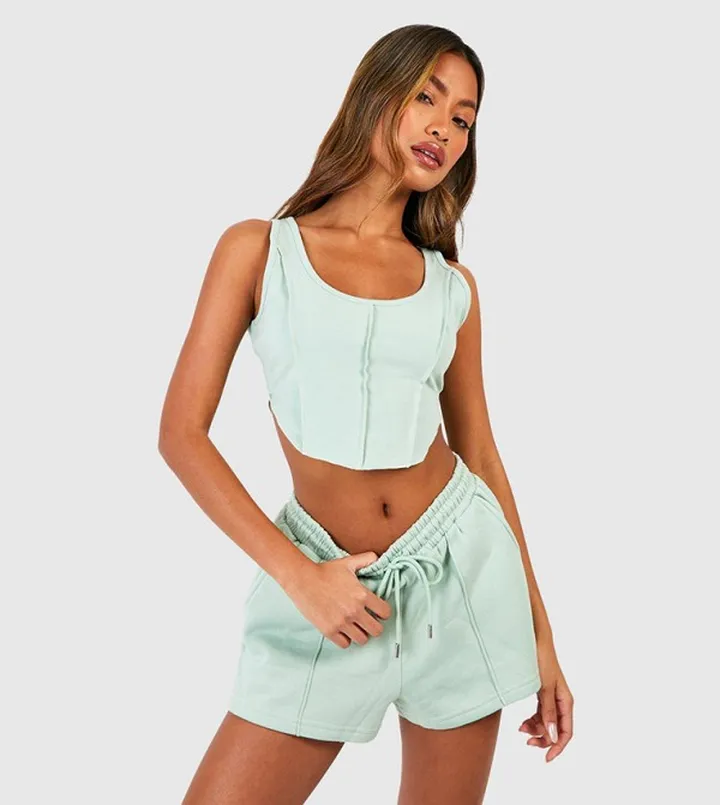 Exposed Seam Crop Top and Shorty Set