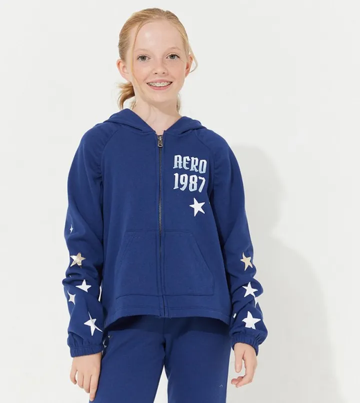 Aero Girl's Printed Hooded Sweatshirt