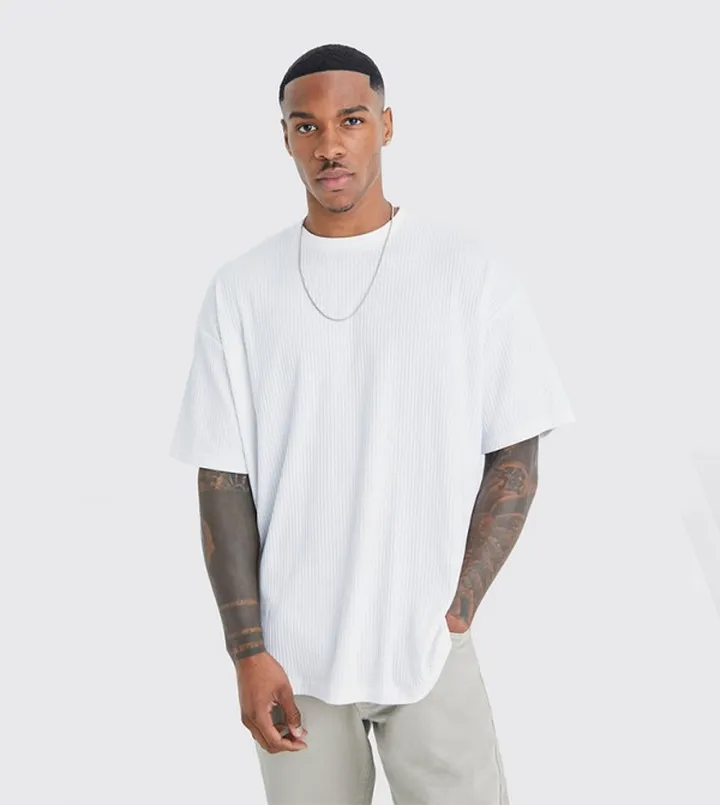 Ribbed Short Sleeves Oversized T-Shirt