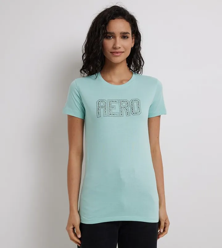 Aero Women Embellished Crew Neck T-Shirt