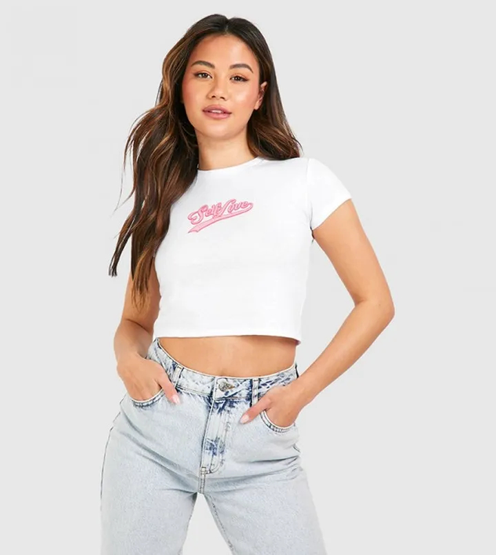 Self Love Printed Crop T-Shirt