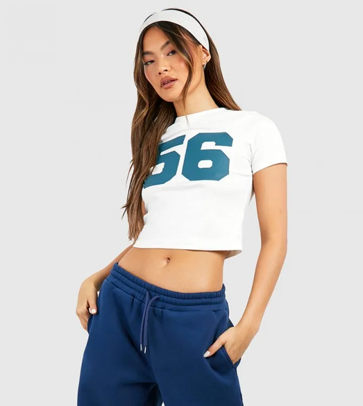 56 Slogan Fitted Crop T-Shirt