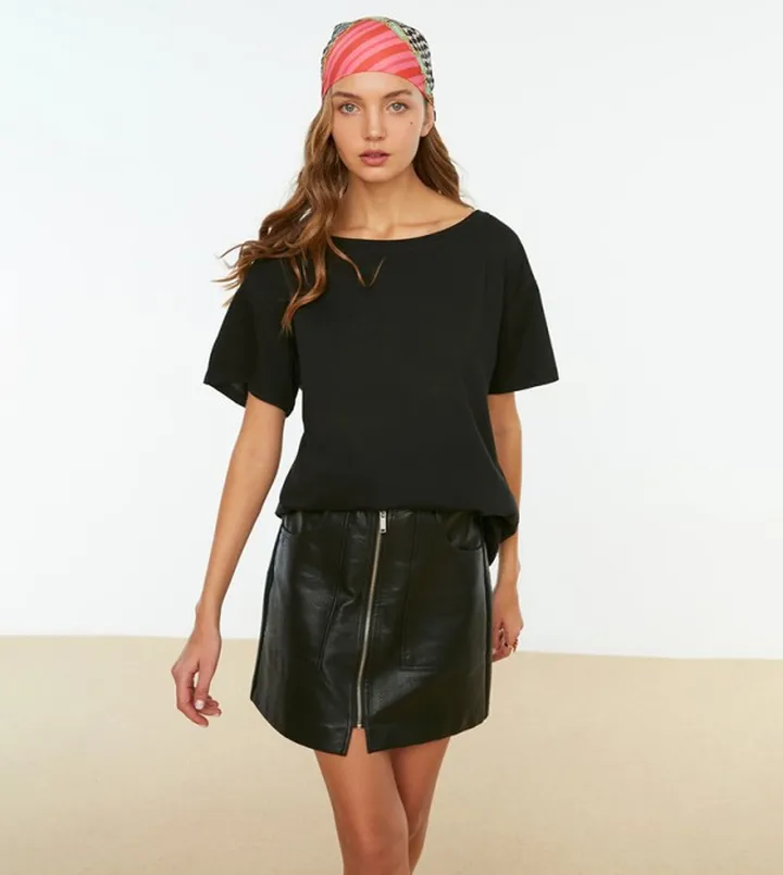 Boat Neck Boyfriend Knitted T-Shirt
