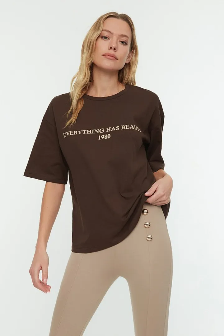 Printed Loose Pattern Knitted T-shirt