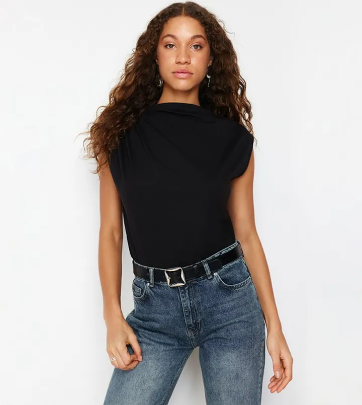 Boat Neck Gathered T-Shirt