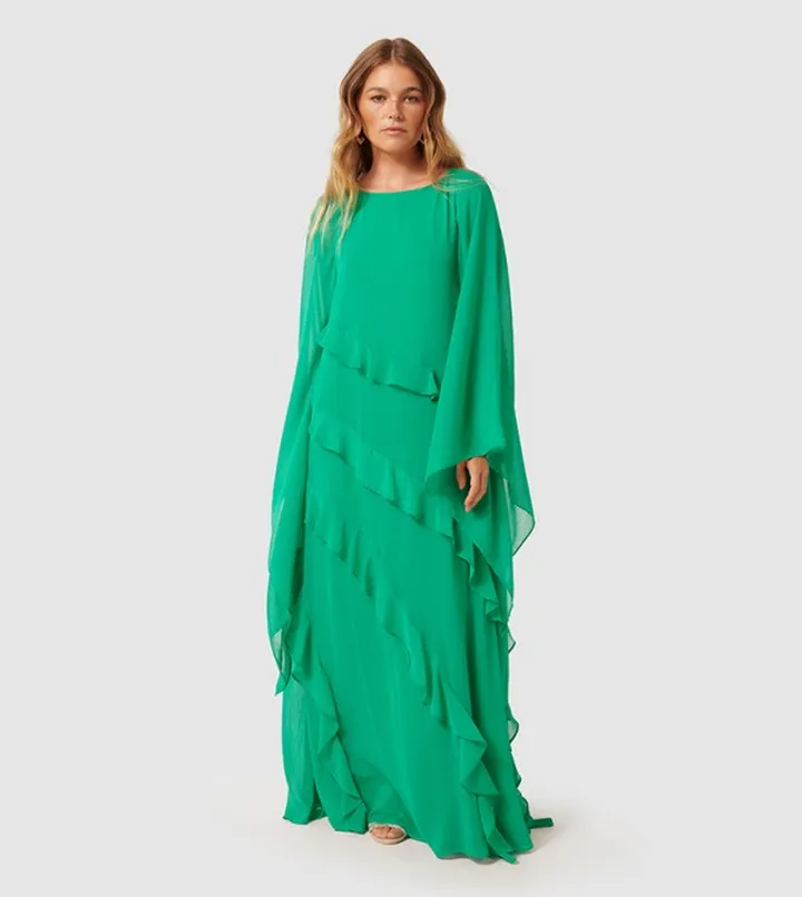 PIPPA Solid Ruffled Kaftan