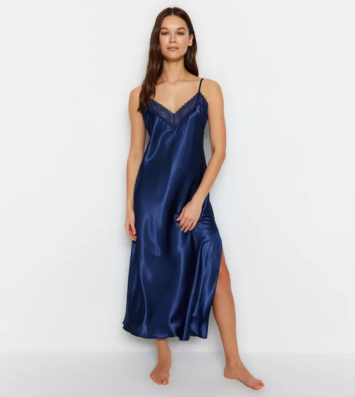 Lace Trim Strappy Nightgown
