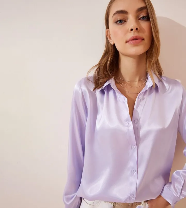 Solid Satin Long Sleeves Shirt