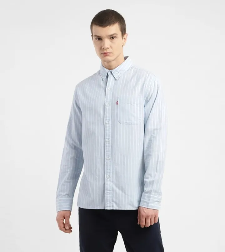 Striped Long Sleeves Slim Fit Shirt