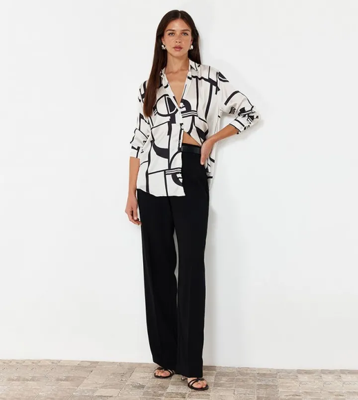 Printed Long Sleeves Satin Shirt