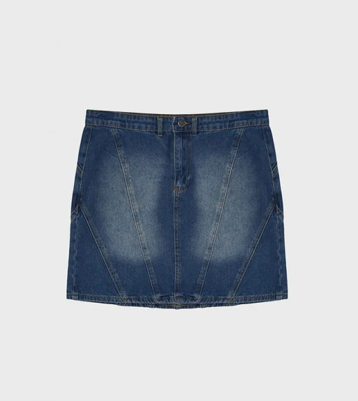 Curve Faded Denim Skirt
