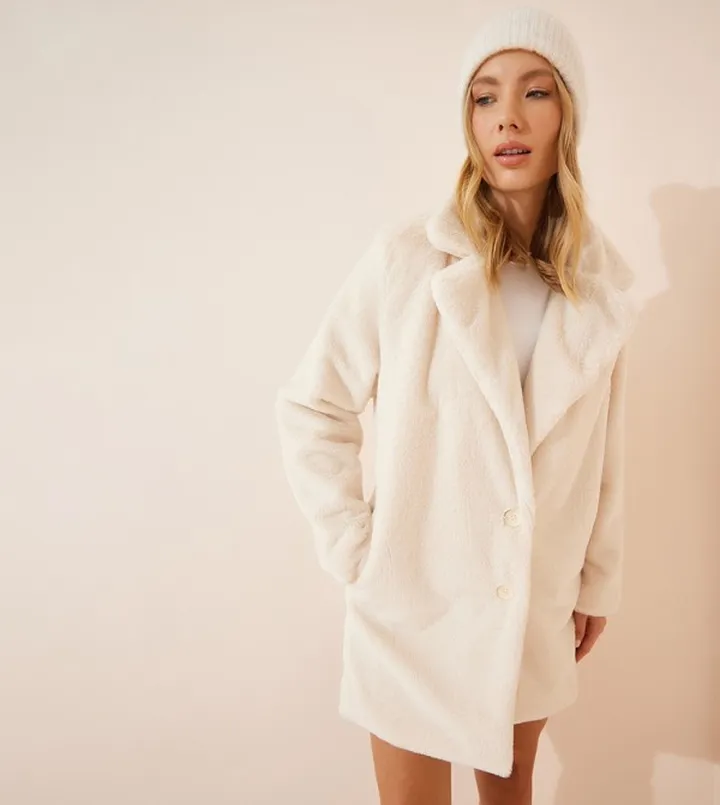 Long Sleeves Faux Fur Coat