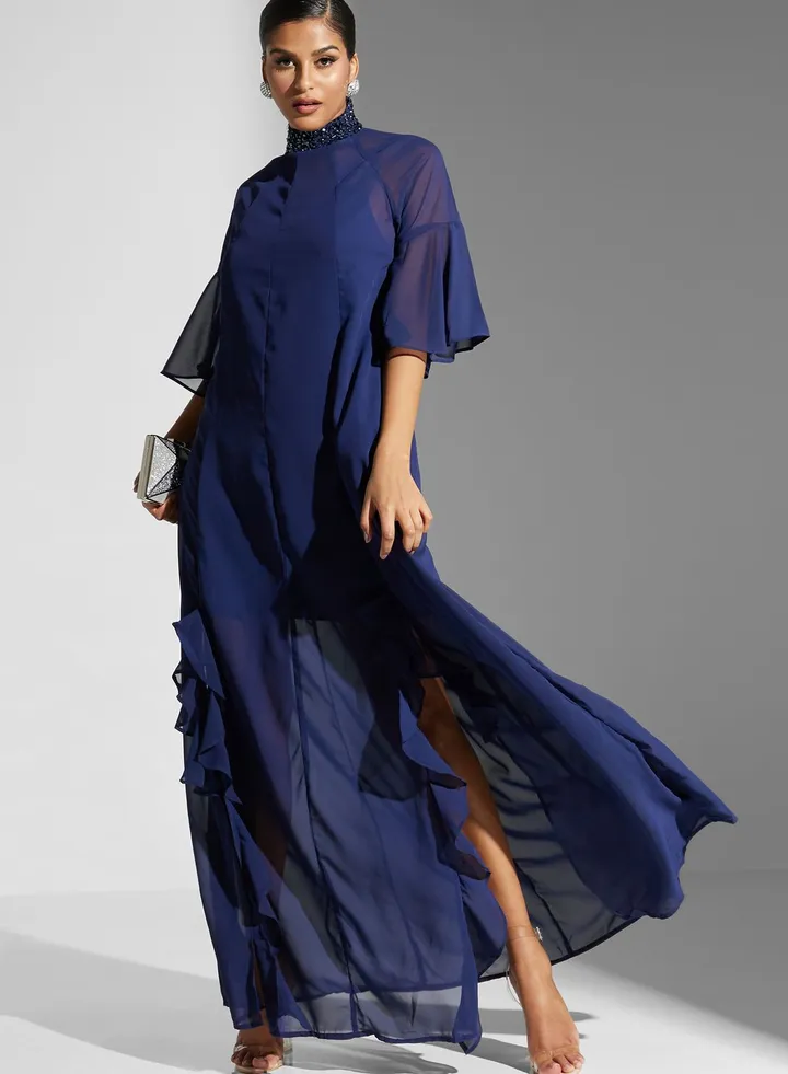 High Neck Tiered Dress