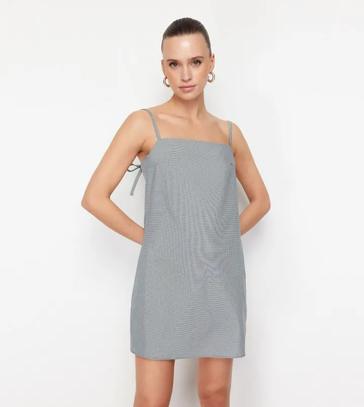 Plaid Strappy Mini Dress